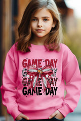 UL180B-E3093Z Red Silver Football Game Day Bow Kids Sweatshirt $20