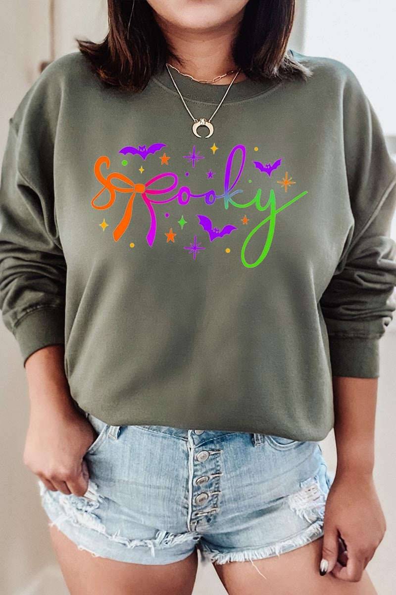 UL180-E3109 Spooky Halloween Graphic Sweatshirt $20