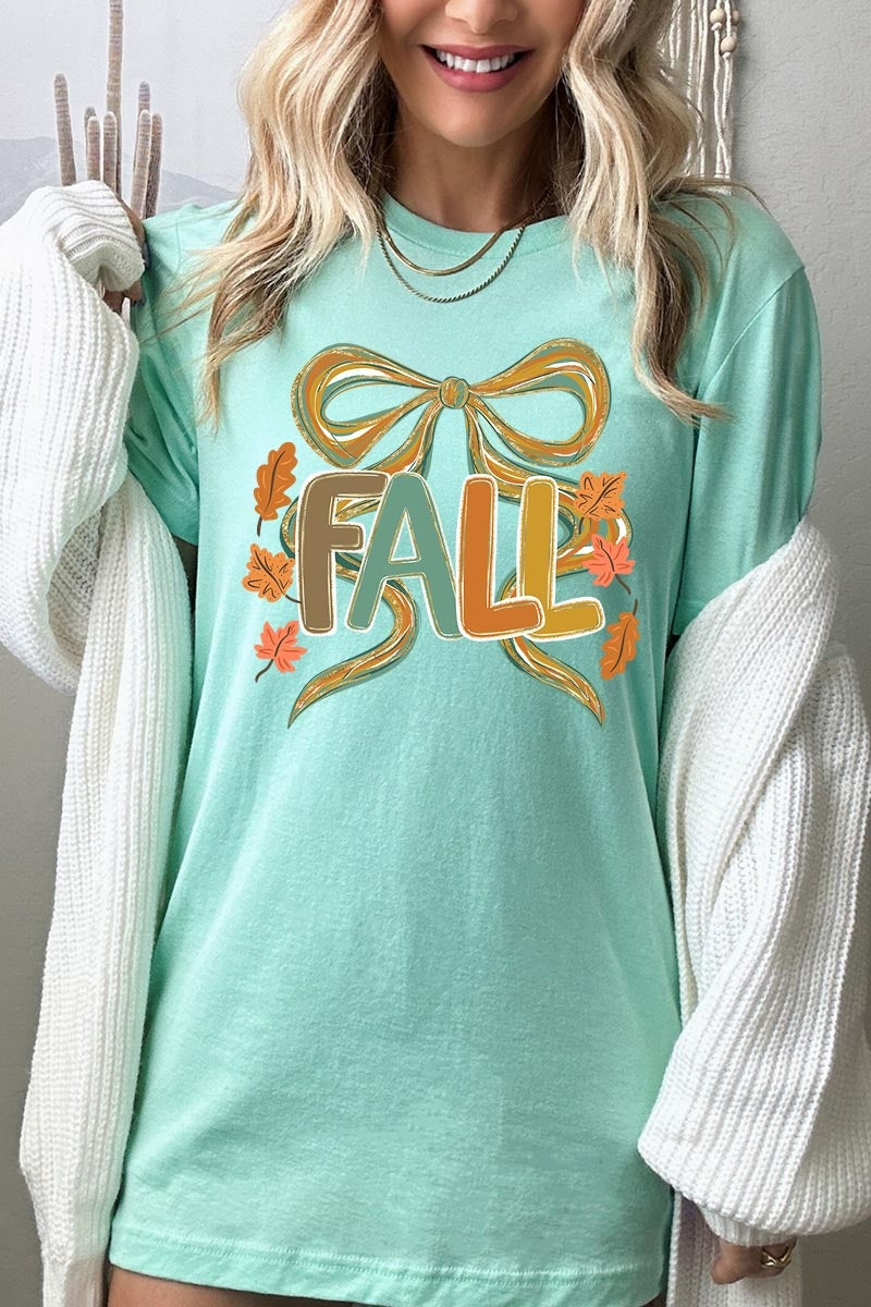 US3001P-E3121 Fall Brushstroke Bow Graphic Plus Tee $16