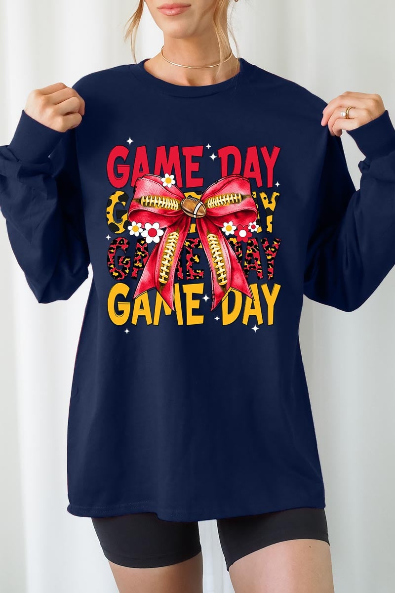 UL240P-E3091 Red Yellow Football Bow Plus Long Sleeve Tee $17