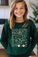 UL180B-E3163Z Pumpkin Patch Doodle Kids Graphic Sweatshirt $20