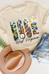 US3001P-E3061WV West Virginia State Brushstroke Graphic Plus Tee $16