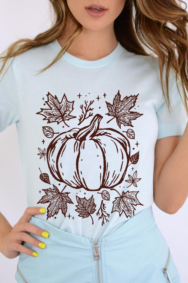 US3001-E3162 Fall Pumpkin Graphic Tee $12.5