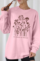 UL240P-E3146 Christian Wildflower Graphic Plus Long Sleeve Tee $17