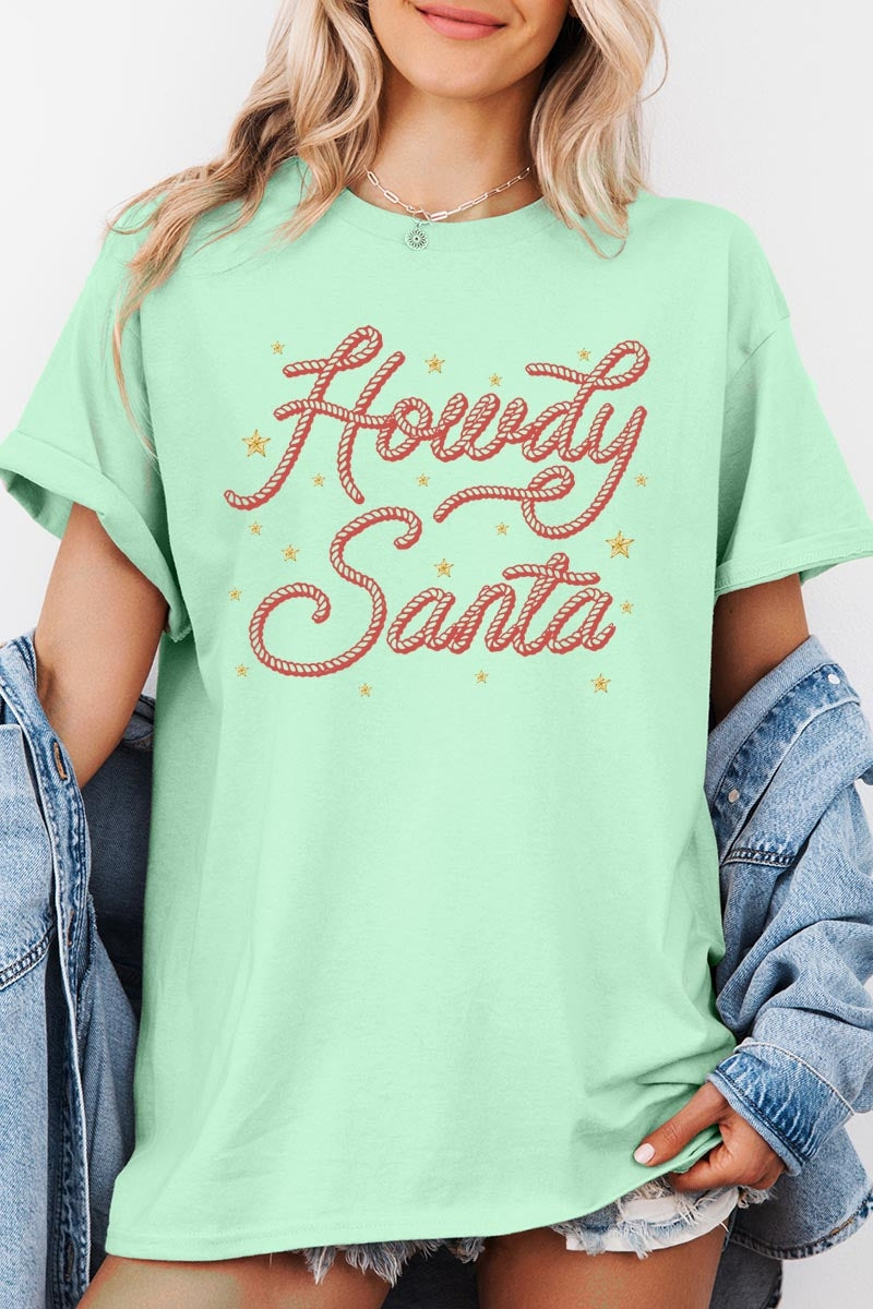 5000P-E3199 Howdy Santa Graphic Plus Heavy Cotton Tee $12.75