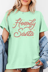 5000P-E3199 Howdy Santa Graphic Plus Heavy Cotton Tee $12.75