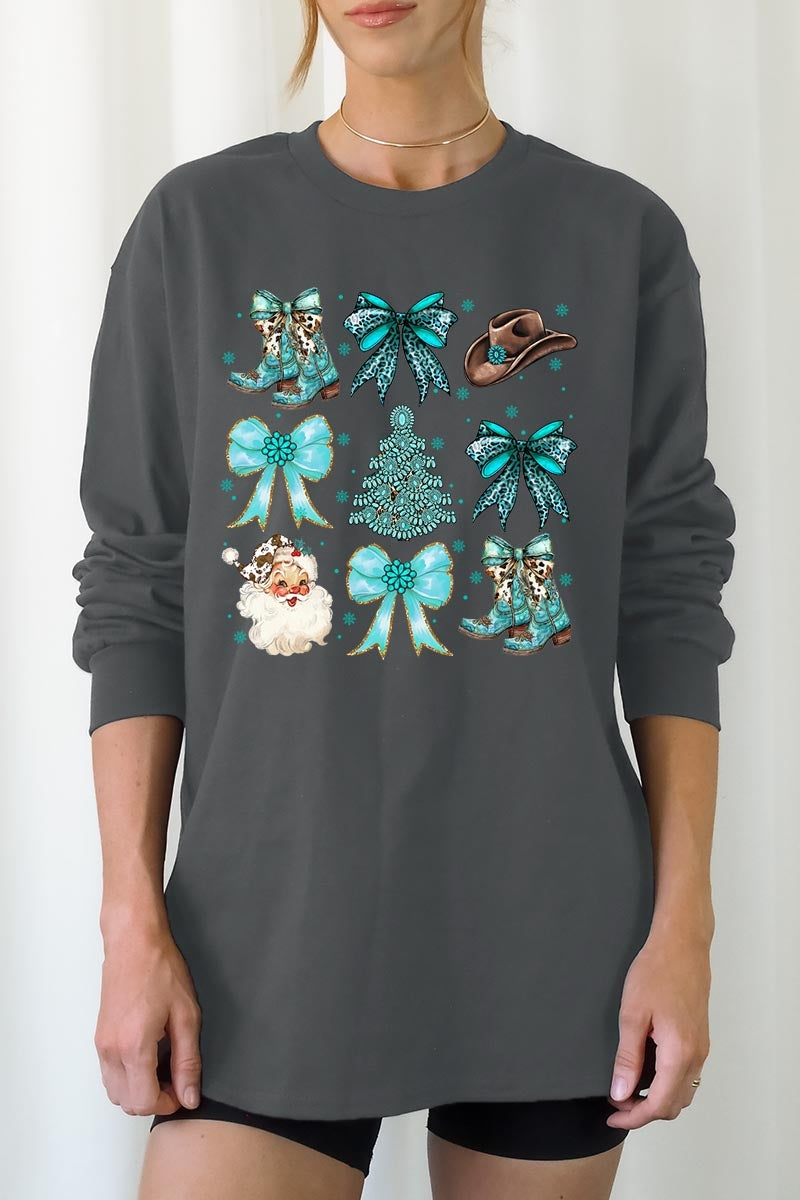 UL240-E3180 Western Christmas Graphic Long Sleeve Tee $13.75