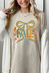 5000-E3121 Fall Brushstroke Bow Graphic Heavy Cotton Tee $9