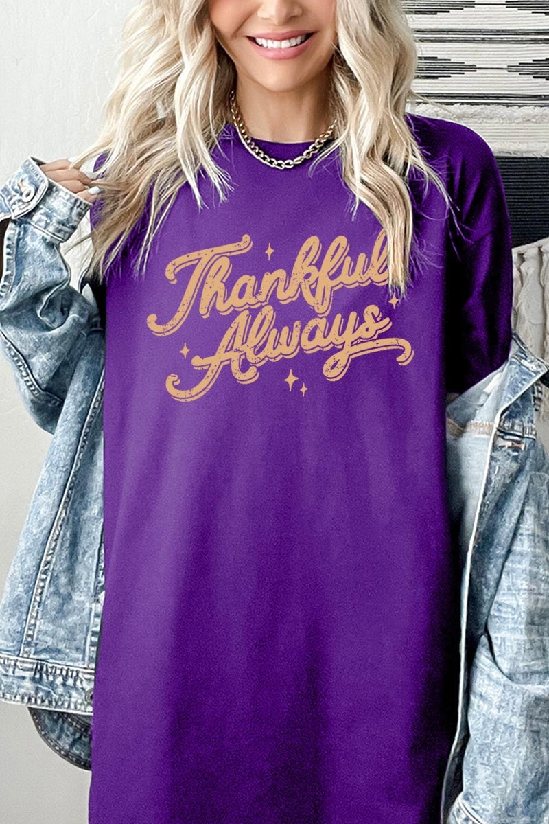 5000-E3168 Thankful Always Graphic Heavy Cotton Tee $9