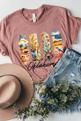 US3001-E3061OK Oklahoma State Brushstroke Graphic Tee $12.5