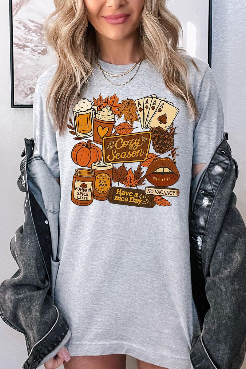 US3001P-E3119 Retro Fall Collage Graphic Plus Tee $16