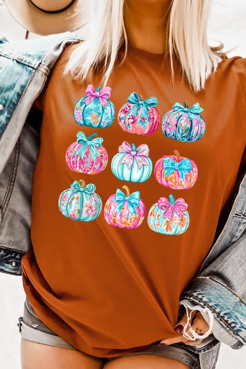 US3001-E3137 Coquette Pumpkin Graphic Tee $12.5