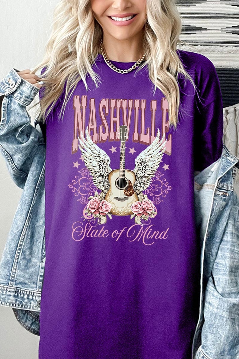 5000-E3157 Nashville Rose Graphic Heavy Cotton Tee $9