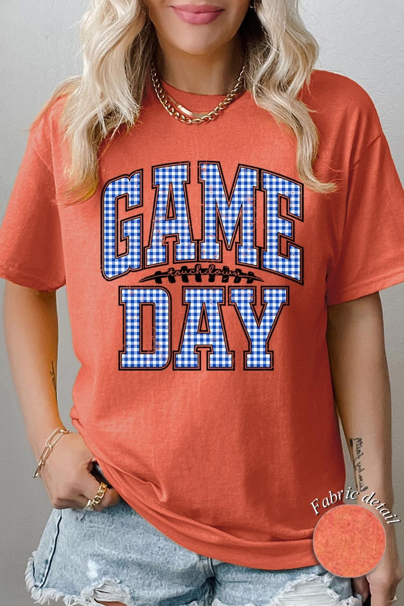 5000P-E3130 Blue Gingham Game Day Plus Heavy Cotton Tee $12.75