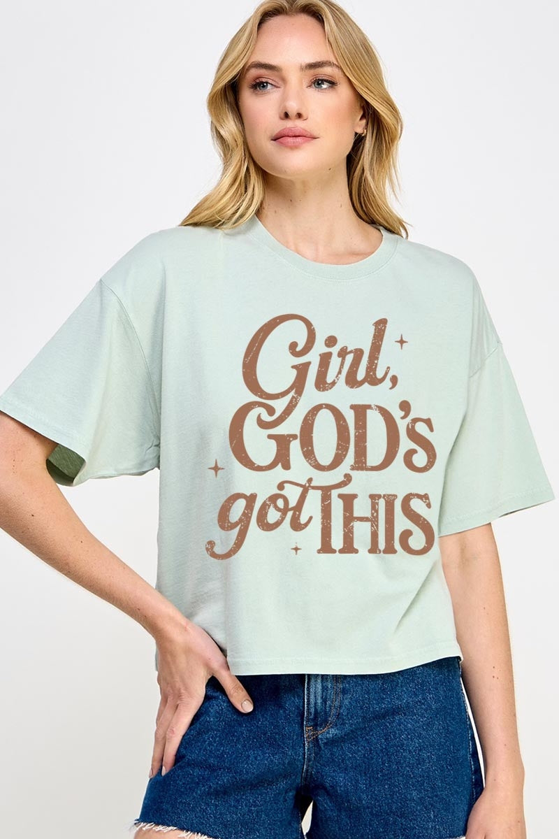 CTS-E3102 Girl, Godu2019s Got This Graphic Relaxed Crop Top $11