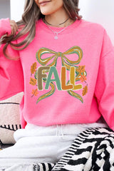 UL180P-E3121 Fall Brushstroke Bow Graphic Plus Sweatshirt $25
