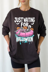 UL240P-E3138 Just Waiting For Halloween Plus Long Sleeve Tee $17