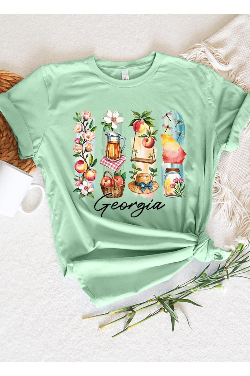 US3001-E3061GA Georgia State Brushstroke Graphic Tee $12.5