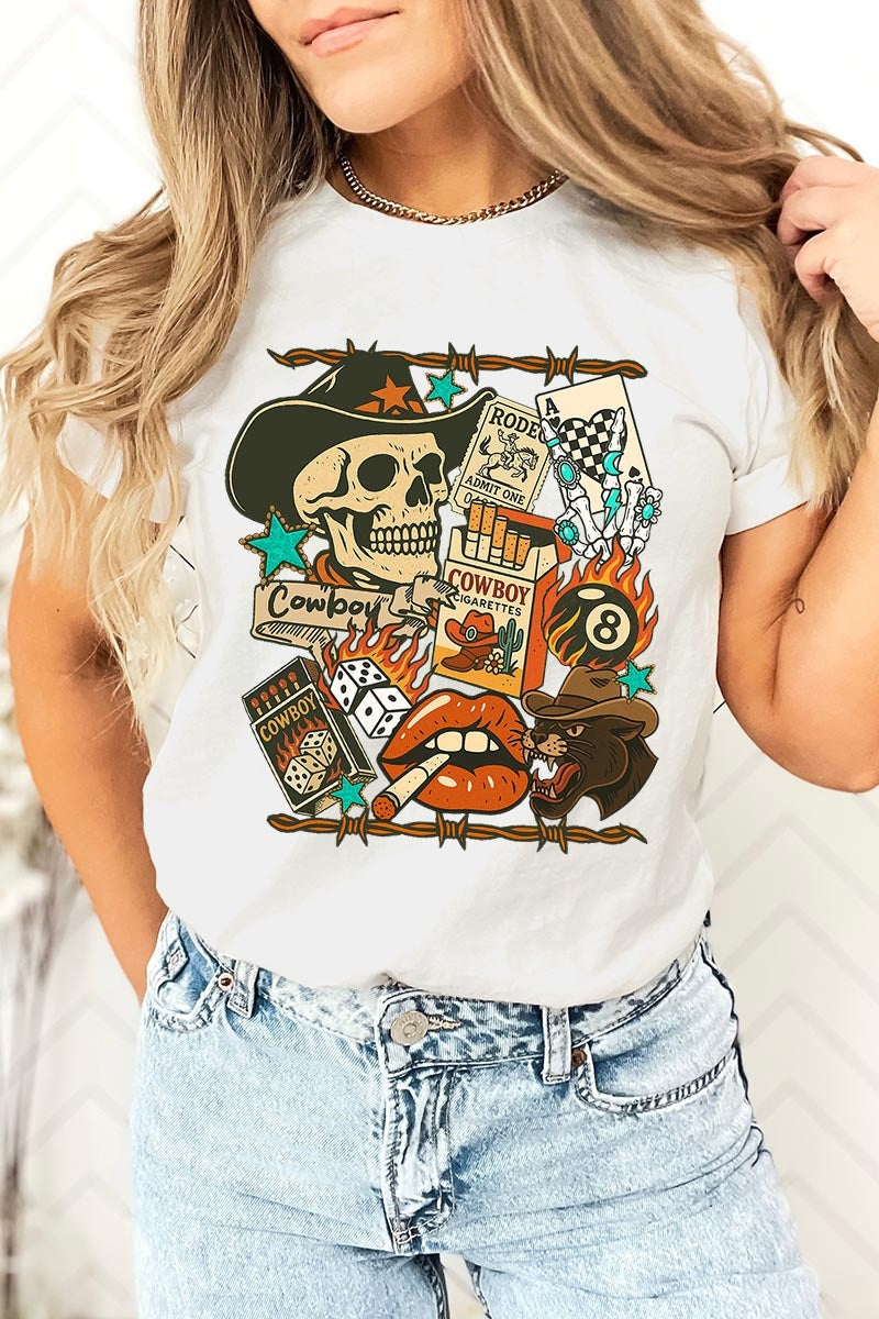 US3001-E3096 Vintage Western Collage Graphic Tee $12.5