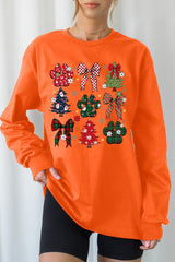 UL240P-E3195 Christmas Bow Paw Graphic Plus Long Sleeve Tee $17