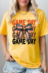 5000-E3088 Orange Black Football GameDay Bow Heavy Cotton Tee $9
