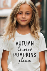 US3001Y-E3158Z Autumn Leaves Pumpkins Kids Graphic Tee $11