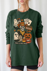 UL240P-E3107 Spooky Skeleton Graphic Plus Long Sleeve Tee $17