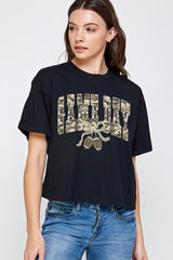 CTS-E3131 Football Game Day Camo Graphic Relaxed Crop Top $11