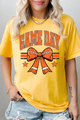 5000-E3064 Orange Football Bow Graphic Heavy Cotton Tee $9