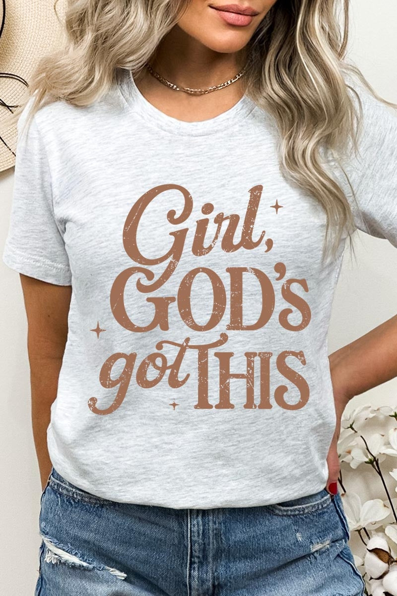 US3001-E3102 Girl, Godu2019s Got This Graphic Tee $12.5