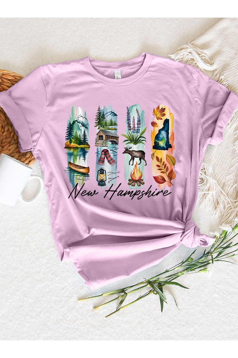 US3001-E3061NH New Hampshire State Brushstroke Graphic Tee $12.5