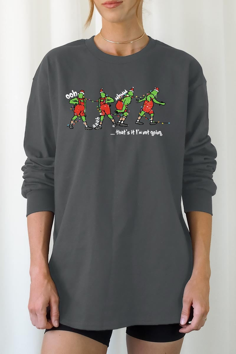 UL240P-E3203 Grinch Dance Funny Christmas Graphic Plus Long Sleeve Tee $17