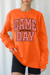 UL240-E3126 Red Gingham Game Day Graphic Long Sleeve Tee $13.75