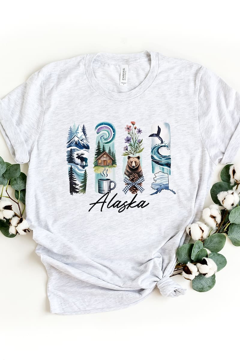US3001-E3061AK Alaska State Brushstroke Graphic Tee $12.5