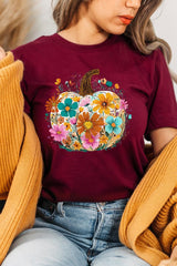 US3001P-E3118 Floral Pumpkin Graphic Plus Tee $16
