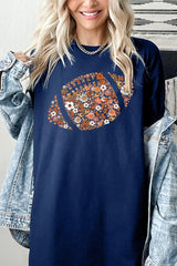 5000-E3133 Floral Football Graphic Heavy Cotton Tee $9