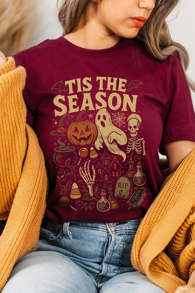 US3001P-E3125 Tis The Season Halloween Graphic Plus Tee $16