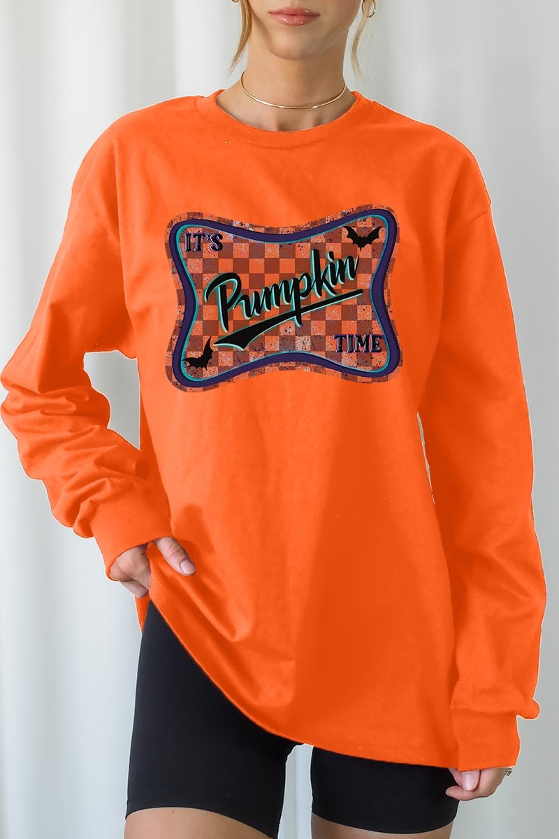 UL240P-E3144 Itu2019s pumpkin time Graphic Plus Long Sleeve Tee $17