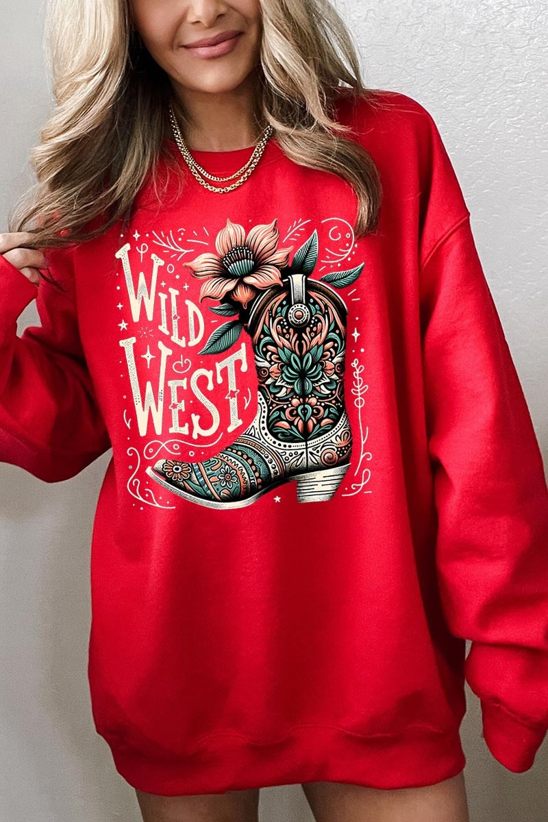 UL180P-E3100 Wild West Cowgirl Boot Graphic Plus Sweatshirt $25
