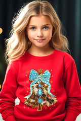 UL180B-E3184Z Turquoise Christmas Tree Kids Graphic Sweatshirt $20