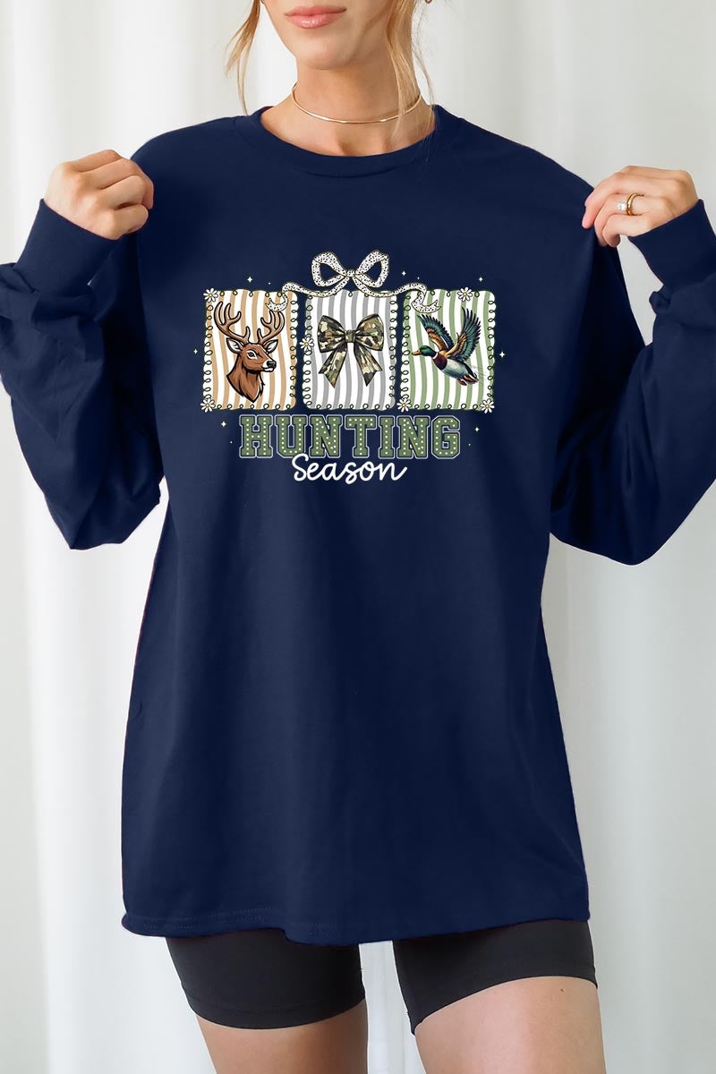 UL240-E3192 Deer & Duck Hunting Season Graphic Long Sleeve Tee $13.75