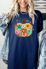 5000-E3118 Floral Pumpkin Graphic Heavy Cotton Tee $9