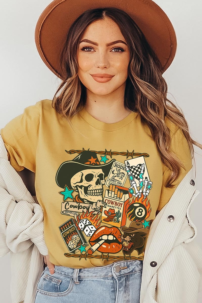 US3001P-E3096 Vintage Western Collage Graphic Plus Tee $16