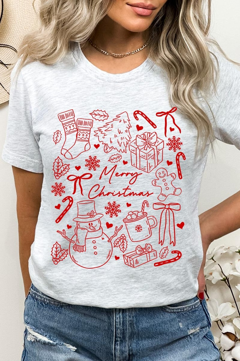 US3001P-E3181 Christmas Doodle Graphic Plus Tee $16