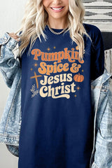 5000P-E3164 Pumpkin Spice & Jesus Graphic Plus Heavy Cotton Tee $12.75