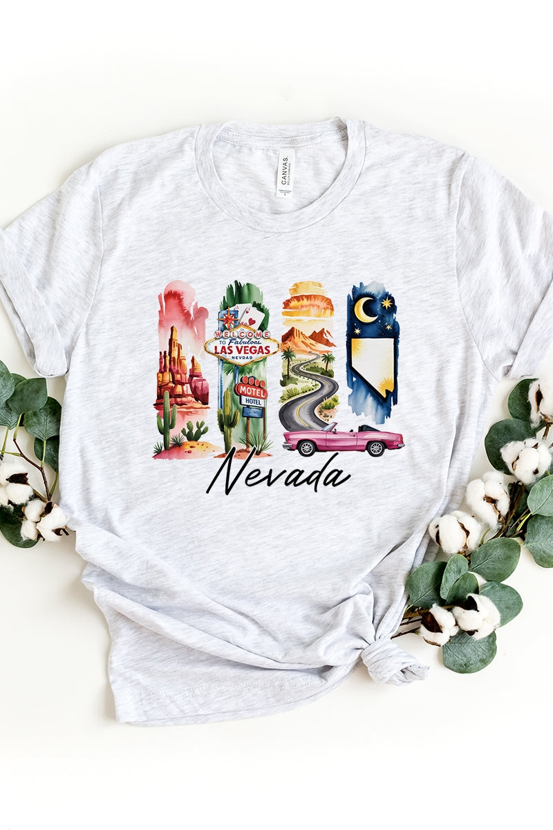 US3001-E3061NV Nevada State Brushstroke Graphic Tee $12.5