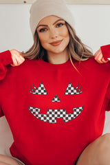 UL180-E3149 Checker Pumpkin Face Graphic Sweatshirt $20