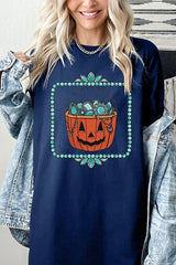 5000P-E3140 Halloween turquoise pumpkin Plus Heavy Cotton Tee $12.75