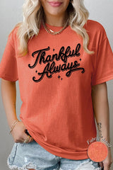 5000-E3168 Thankful Always Graphic Heavy Cotton Tee $9