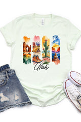 US3001P-E3061UT Utah State Brushstroke Graphic Plus Tee $16